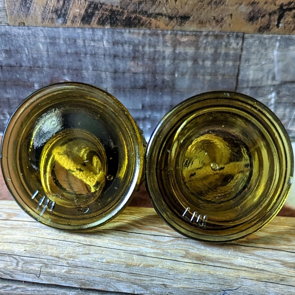 Vintage Green Embossed Glass Oil Lamps LIU on Bottom - Picture 6 of 7